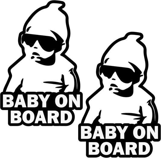 Baby on Board Sticker for Cars Funny Cute Safety Caution Decal Sign for Car Window and Bumper No Need for Magnet or Suction Cup - Carlos from the Hangover (2 Pack)