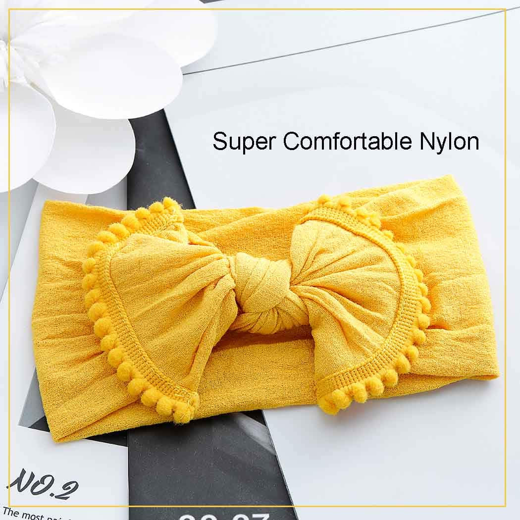 Baby Hair Bow Headband Infant Toddler Bow Stretchy Knot Nylon Baby Headbands Baby Accessories (Yellow)