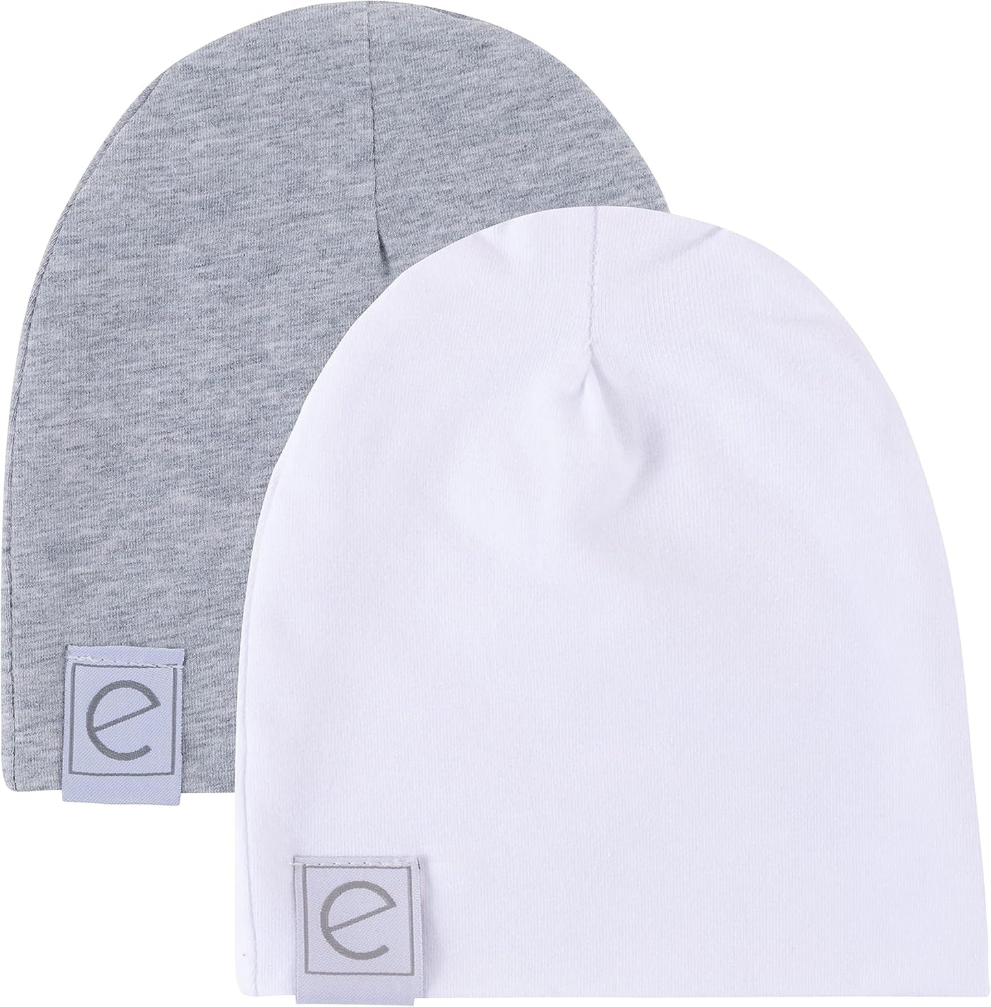 2-Pack Jersey Cotton Baby Beanie Hat Set, 0-3 Months