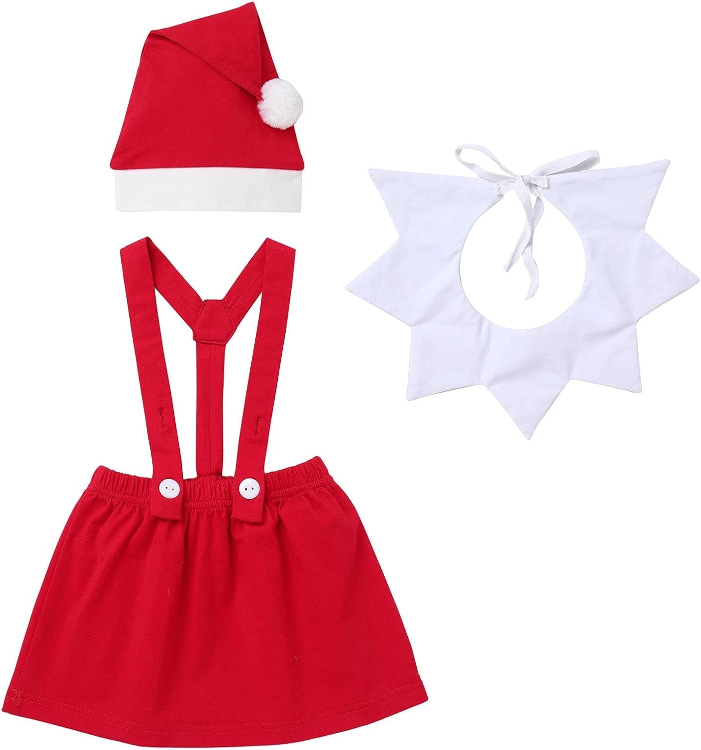 Newborn Baby Christmas Outfit Santa Elf Costume Suspenders Skirt Pants Hat Cosplay Suits for Boys Girls Photo Shoot