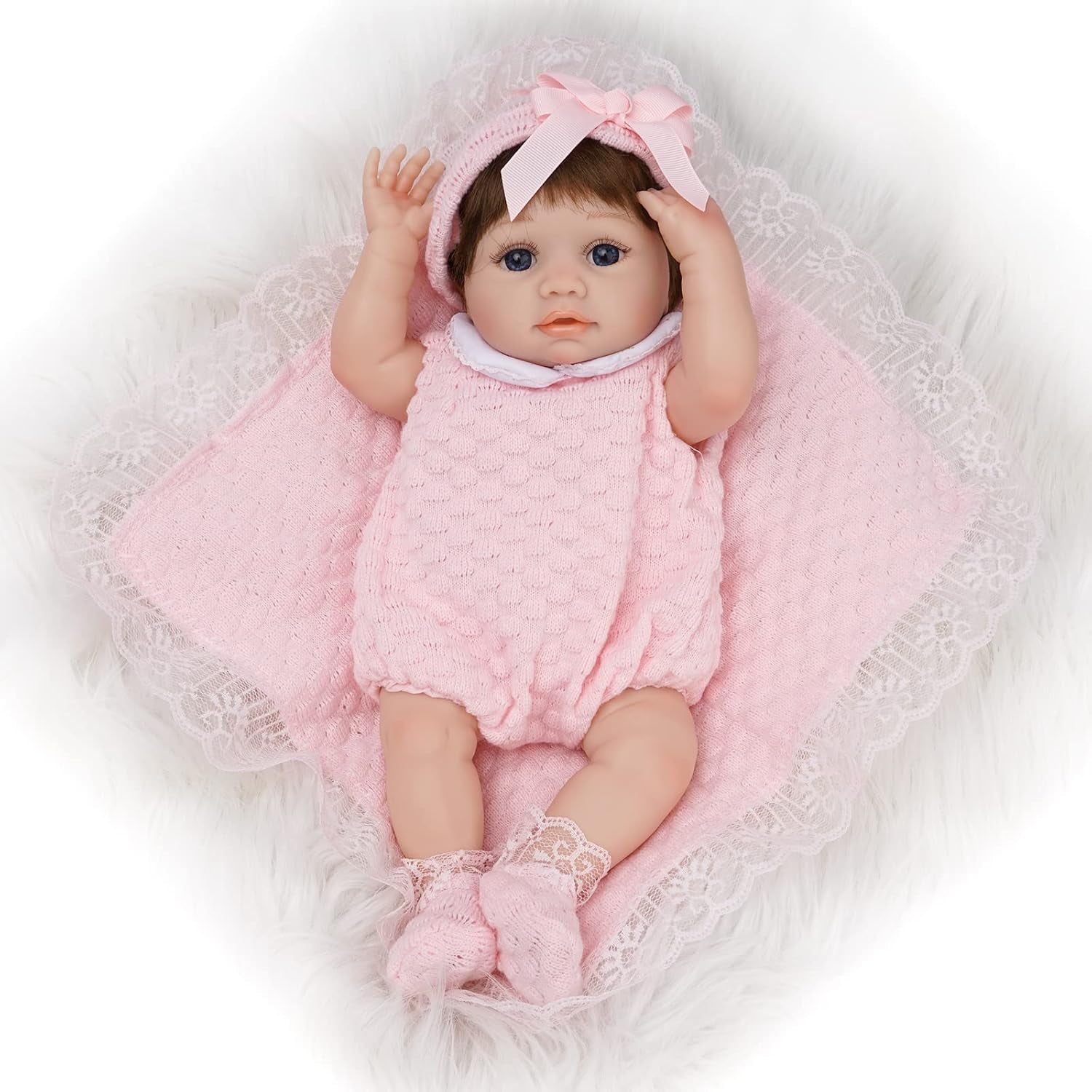 Reborn Baby Dolls Silicone Full Body, 16 Inch Realistic Silicone Baby Doll, Lifelike Reborn Doll Girl in Pink Pajamas, with Accessories and Certificate of Adoption