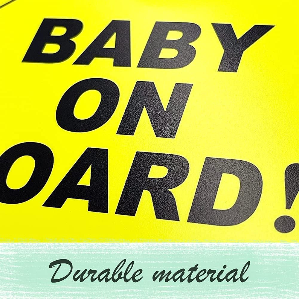 3PCS Baby on Board Signs with Suction Cups, 5"X5" Reusable Baby Safety Warning Decal for Car Windows (2 Suction Cups)