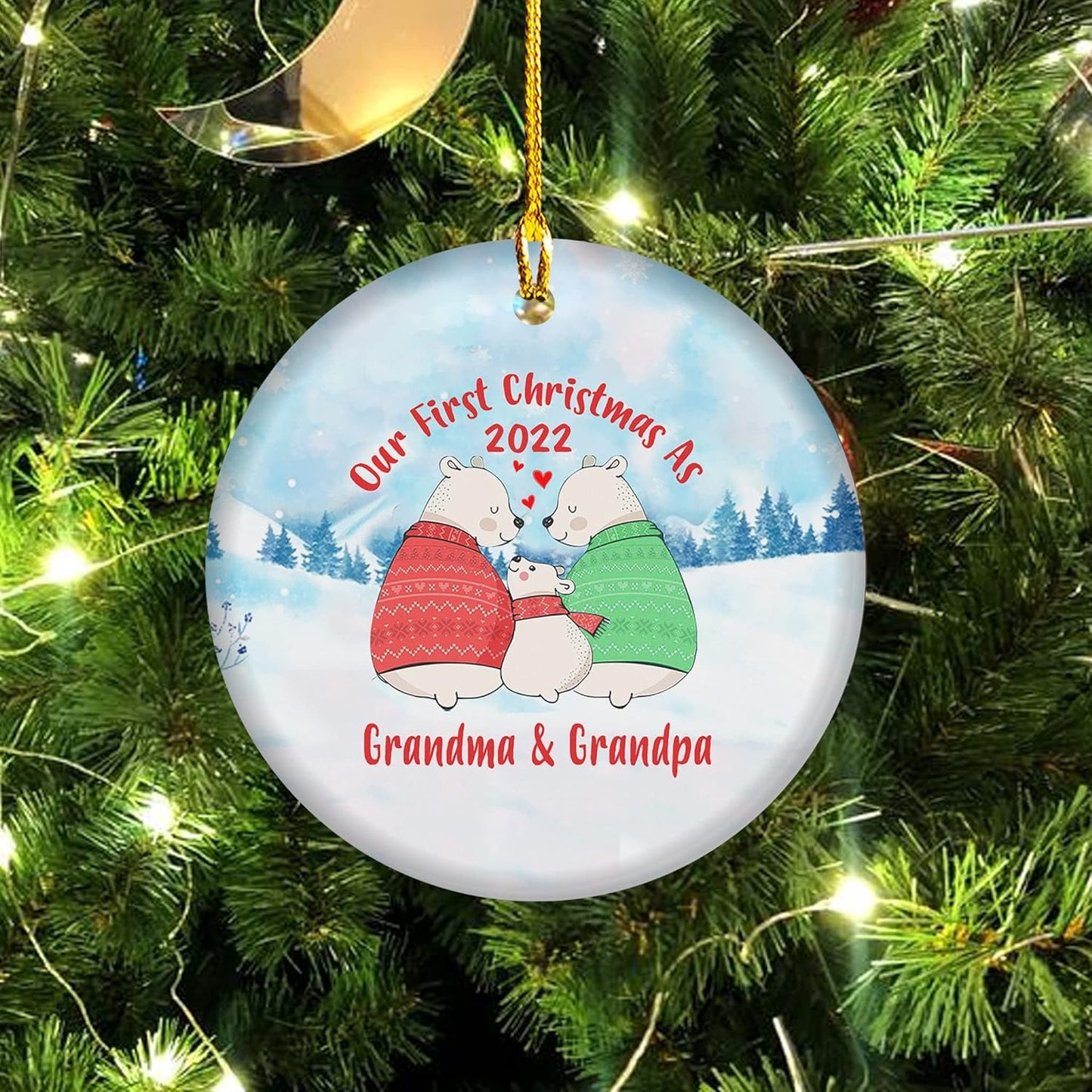 First Christmas as Grandparents Baby New Parent 1St Chirstmas Baby Gift for New Grandma Grandpa Ornament (First Christmas as Grandparents, Pack 1)