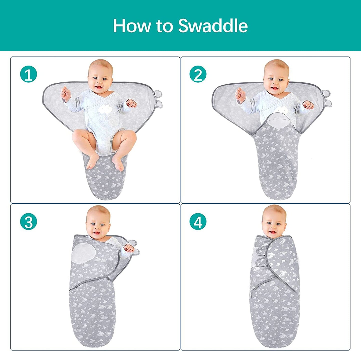 Baby Swaddles 0-3 Months for Boy Girls, Baby Swaddle, Newborn Swaddle, Cotton Swaddle Blanket, Newborn Essentials, Lovely Grey Print, 2 Pack