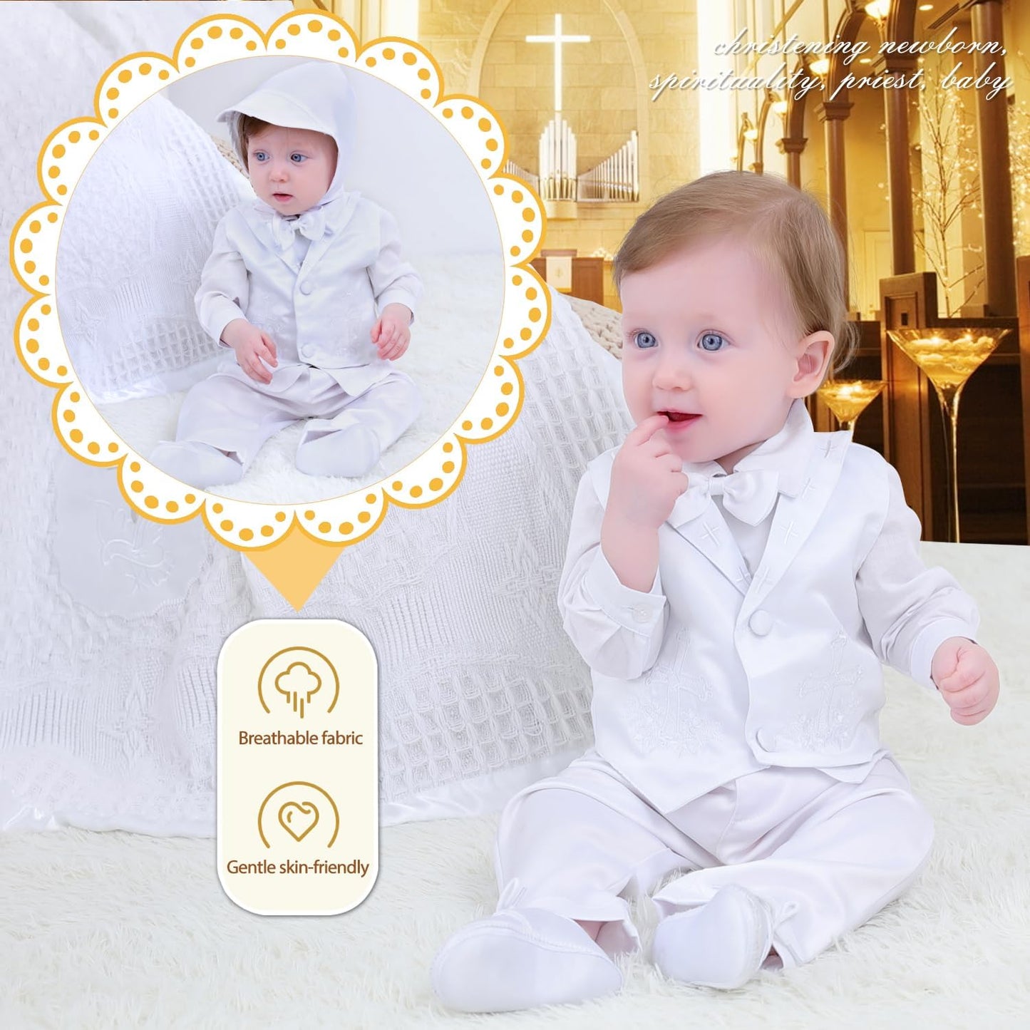 Baptism Outfits for Boys Baby Boy Outfits Christening Gifts White Suits with Dress Shirt Pants