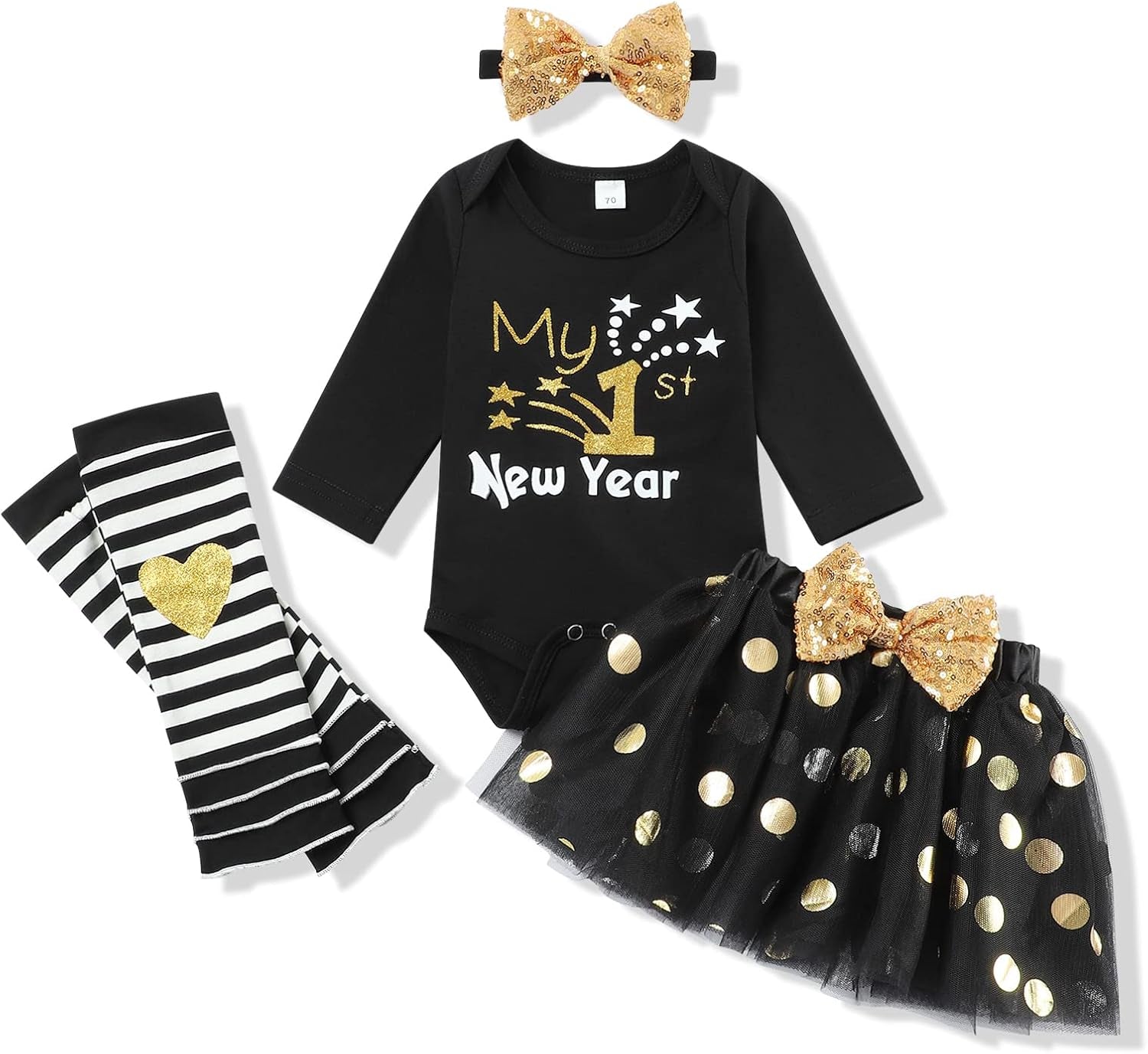 Newborn Baby Girl 1St New Year Outfit, My First New Year Romper and Skirt, Infant Clothes Gift 0-12 Months