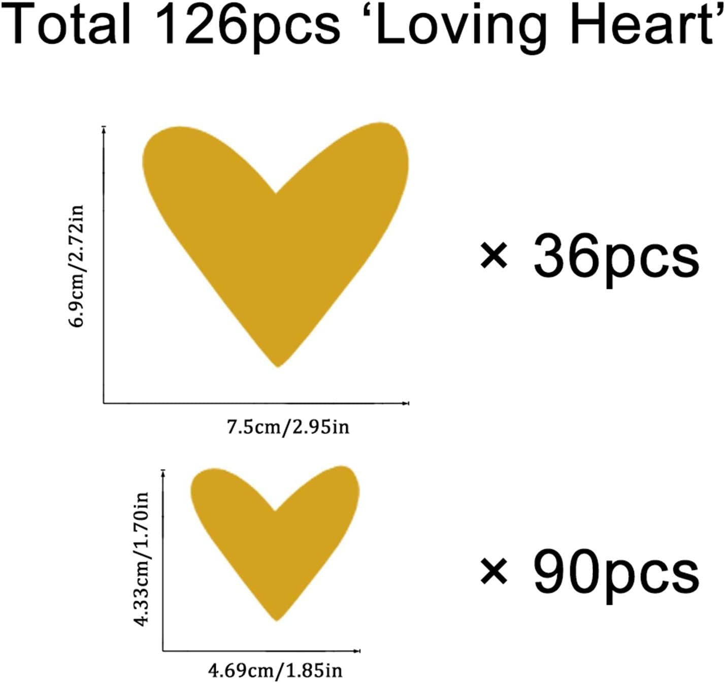 126 Pcs Loving Heart Wall Decal, Gold Wall Decor for Girls Bedroom Decor Vinyl Stickers Removable Easy Paste Kids Room Decor for Girls Boys, Living Room Wall Decor Nursery Decor Wall…