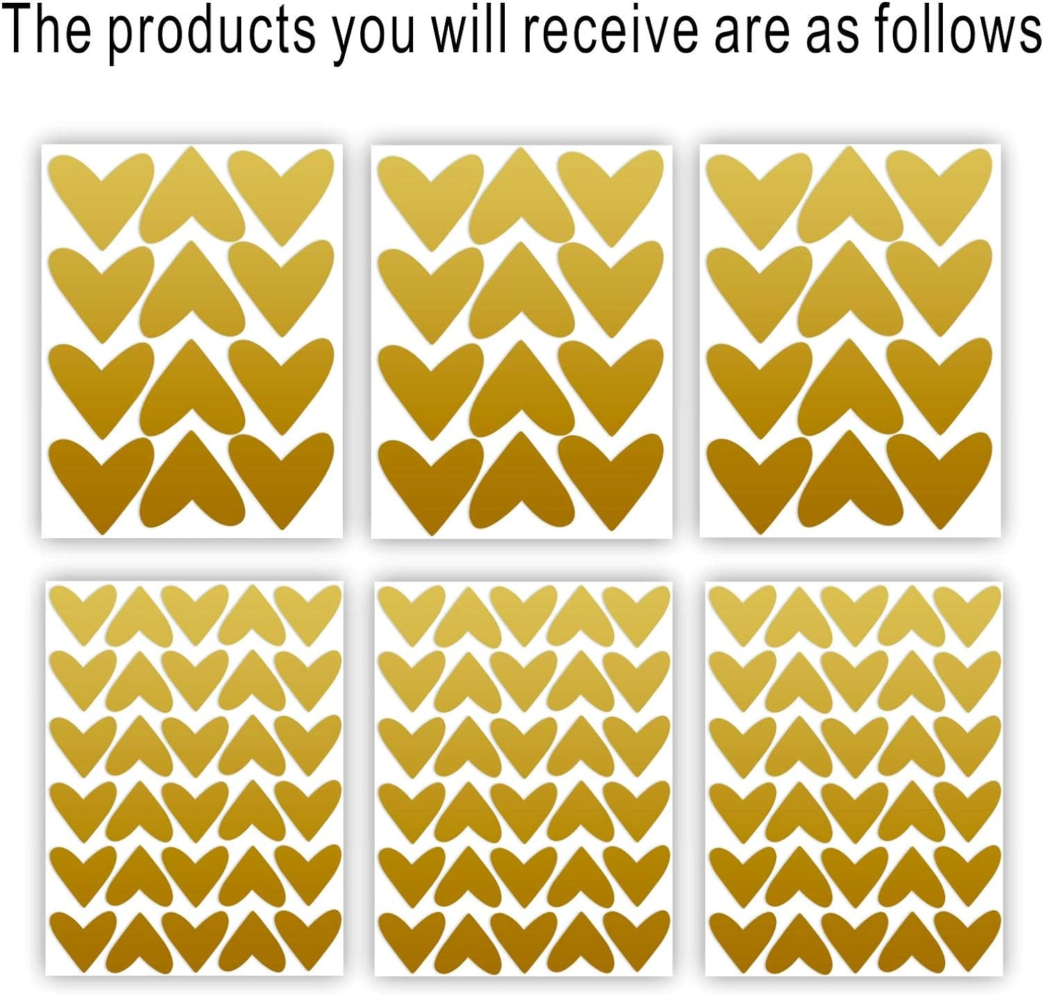126 Pcs Loving Heart Wall Decal, Gold Wall Decor for Girls Bedroom Decor Vinyl Stickers Removable Easy Paste Kids Room Decor for Girls Boys, Living Room Wall Decor Nursery Decor Wall…