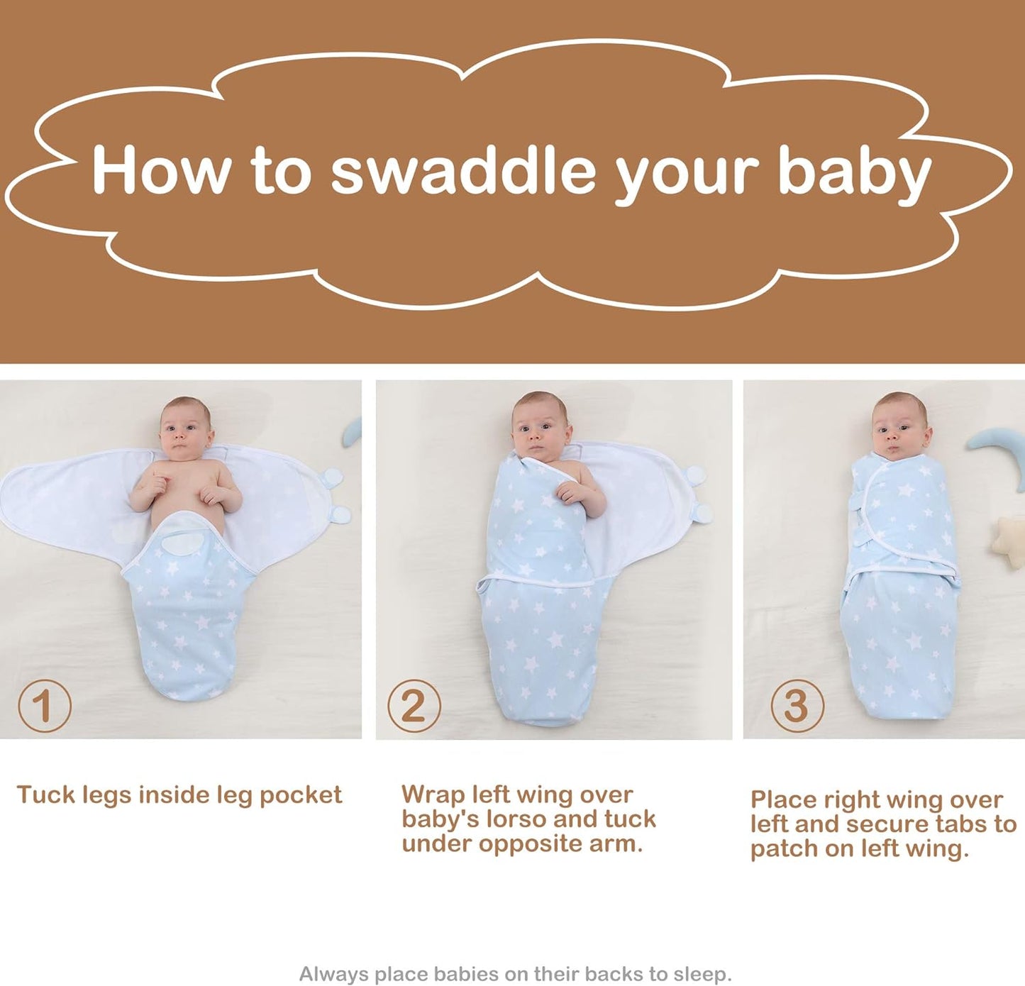 Soft & Breathable Swaddle for Baby 3-6 Months | Organic Cotton Baby Swaddle Sack | Infant Swaddle Blanket & Wrap for Baby 3-6 Months | Baby-Friendly Hook & Loop Fatsener