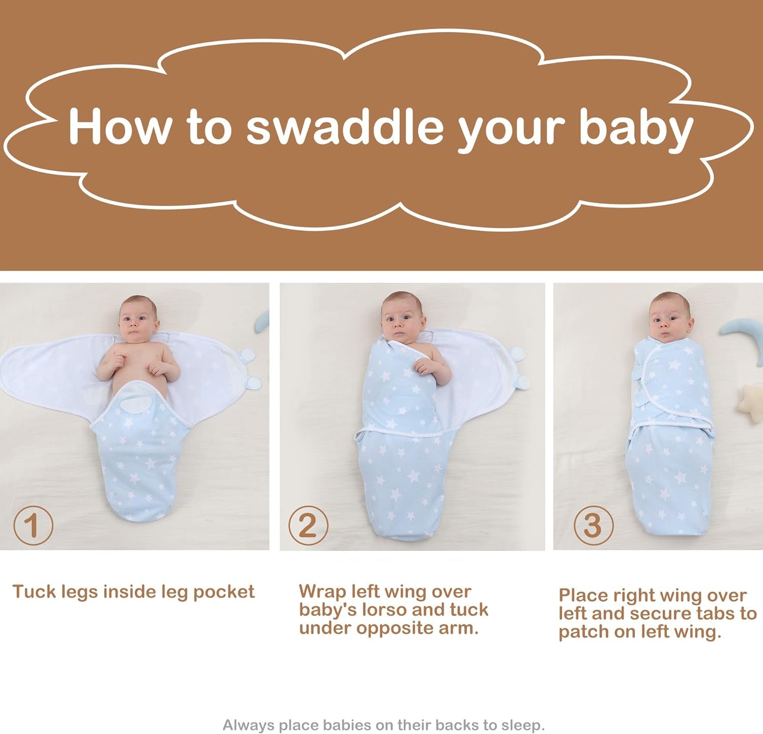 Soft & Breathable Swaddle for Baby 3-6 Months | Organic Cotton Baby Swaddle Sack | Infant Swaddle Blanket & Wrap for Baby 3-6 Months | Baby-Friendly Hook & Loop Fatsener