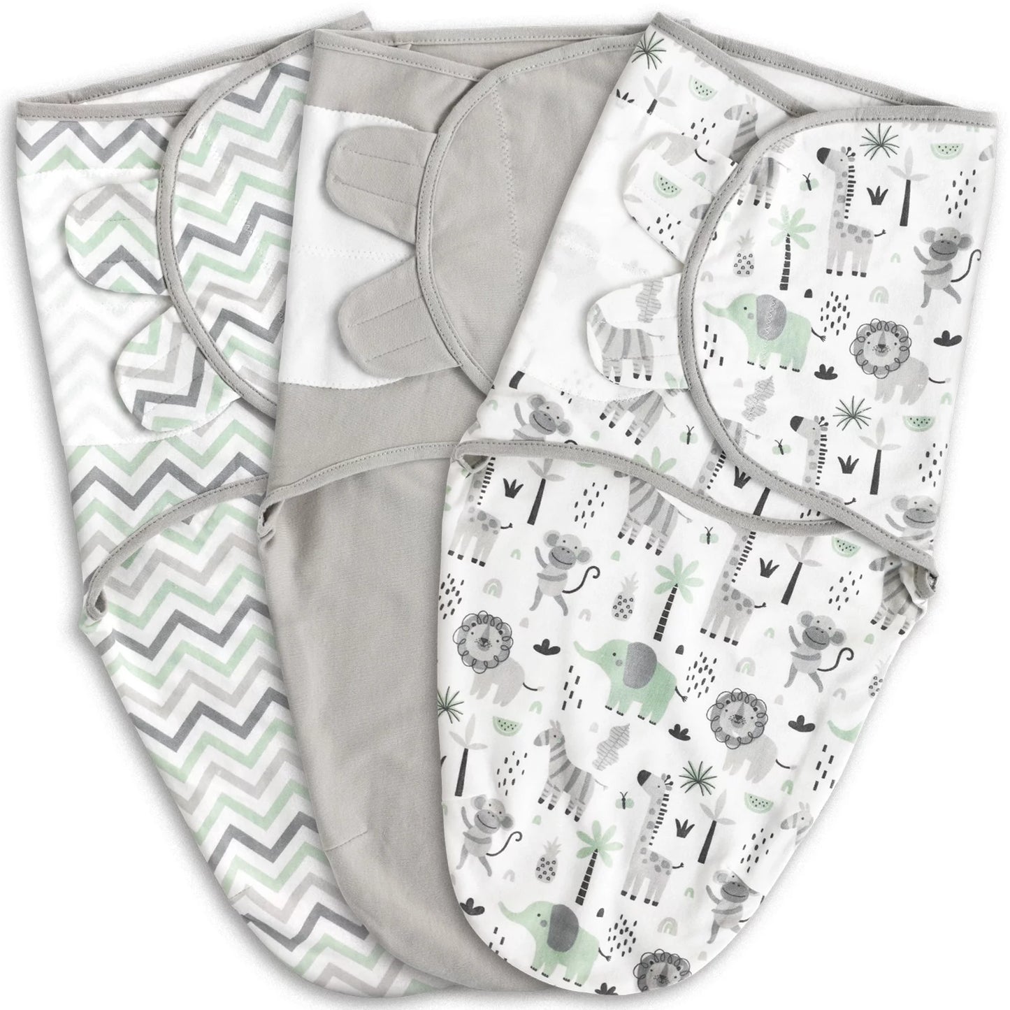 Organic Cotton Swaddle 3-Pack for Newborn Infant Boys Girls 0-3 Months, Animal World