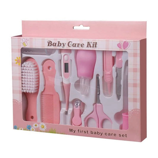 10Pcs/Set Portable Newborn Baby Tool Kits Baby Health Care Set Kids Grooming Kit Safety Cutter Nail Care Set for Baby (Pink)