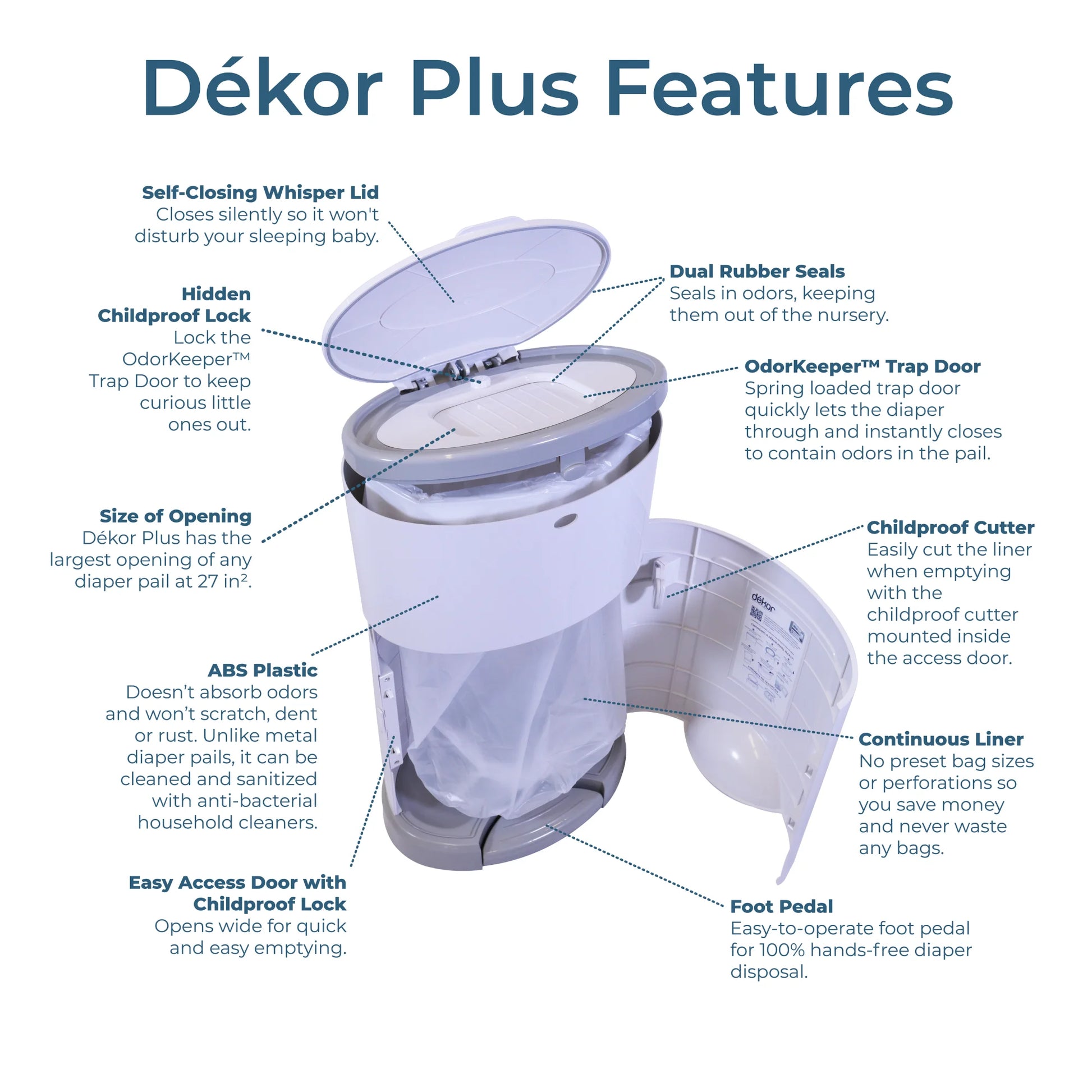 plus Hands-Free Diaper Pail | Gray