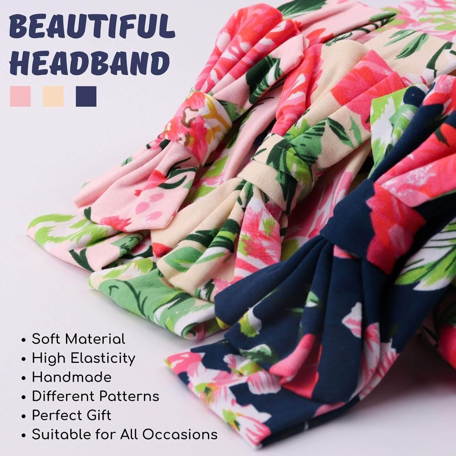 3 Pack Baby Swaddle Blanket with Headbands Set, Floral Newborn Receiving Blanket for Baby Boy Girls Wrap Registry Search Shower Gifts (3 Pack -Model F)