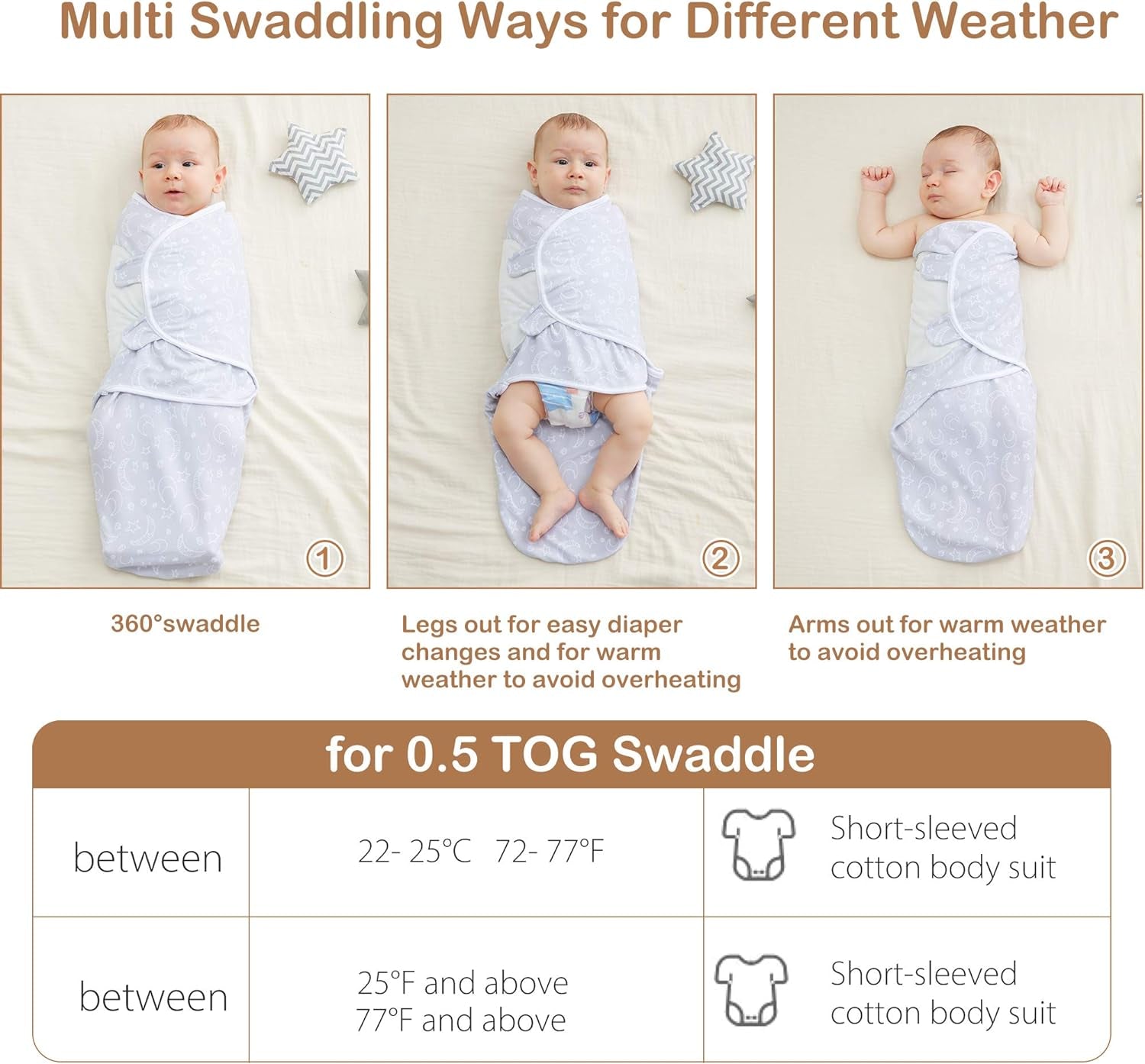 Soft & Breathable Baby Swaddle Blanket for 0-3 Months, Organic Cotton Baby Sleep Swaddle Sack, Newborn Swaddle Bag 0-3 Months with Baby-Friendly Hook & Loop Fatsener