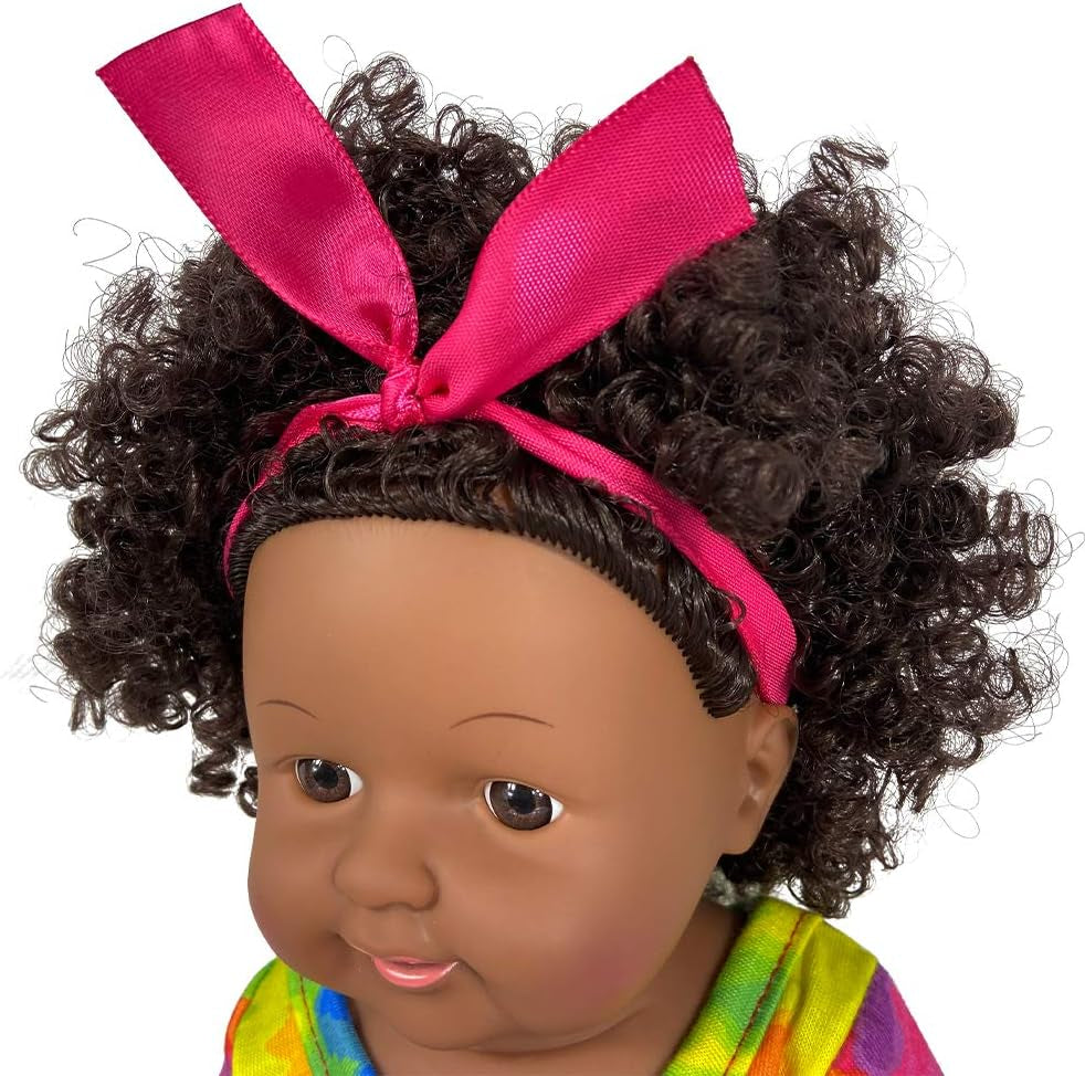 Black Girl Dolls 12In American African Baby Doll Aged 2 3 4 5 6 7 Years Fashion Play Doll Reborn Baby Toy Doll - Life Size Adjustable Perfect for Gifts