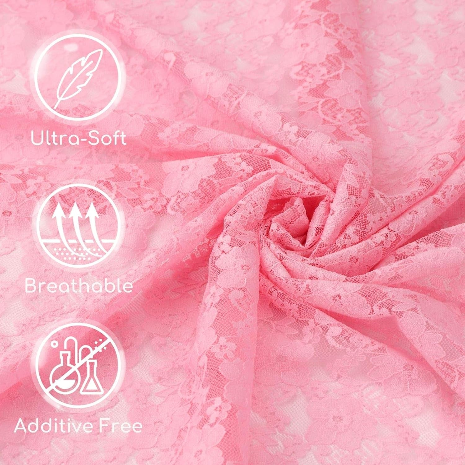 Baby Photo Props Lace Wrap with 2 Pcs Headbands Set, Professional Newborn Photography Props Floral Long Ripple Wrap (Pink)