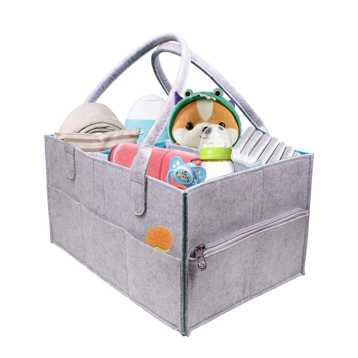 Baby Diaper Caddy - Nursery Diaper Tote Bag - Large Portable Car Travel Organizer - Boy Girl Diaper Storage Bin for Changing Table - Baby Shower Gift Basket - Newborn Registry Must Haves