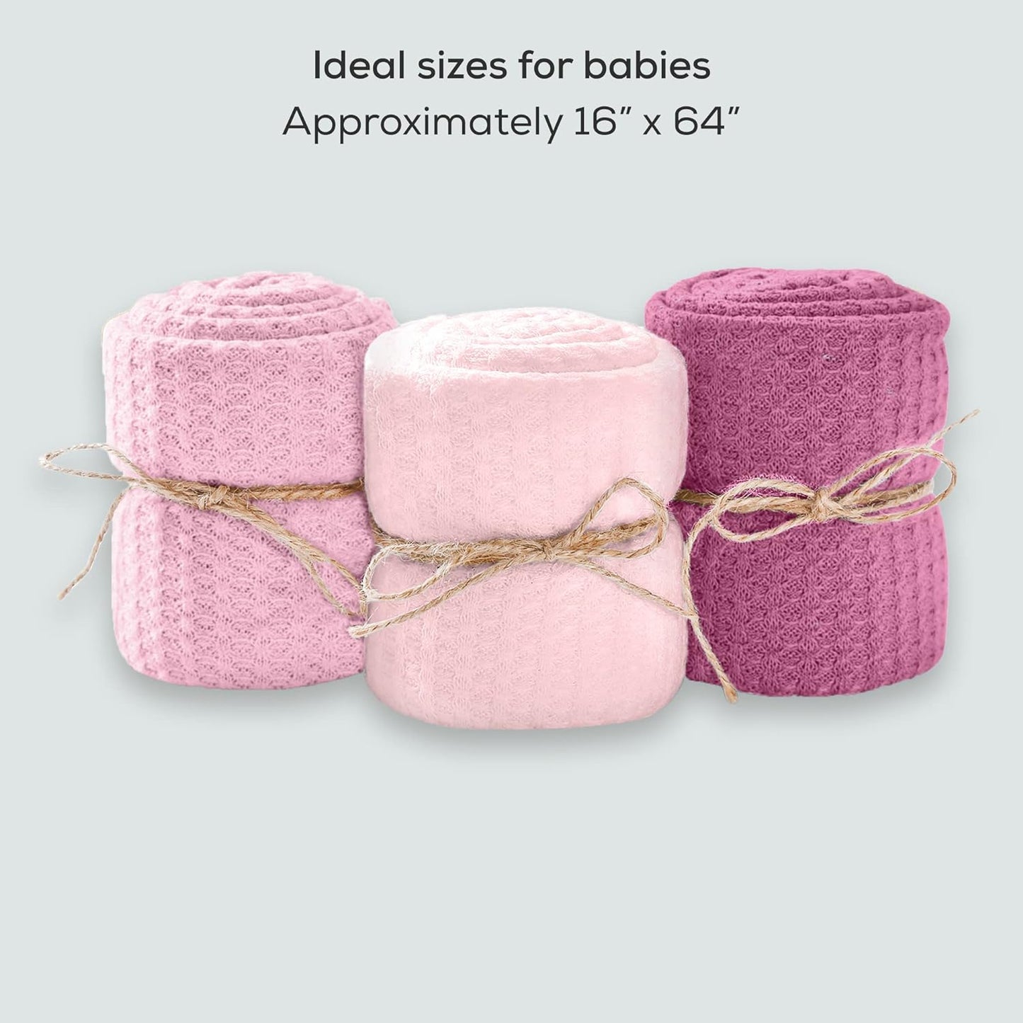 Newborn Photography Wraps, 3-Pack - 16" X 64" Soft Knit Baby Wrap Receiving Blankets - Newborn Photography Props Baby Blankets - Gender Neutral Baby Essentials (Pink)