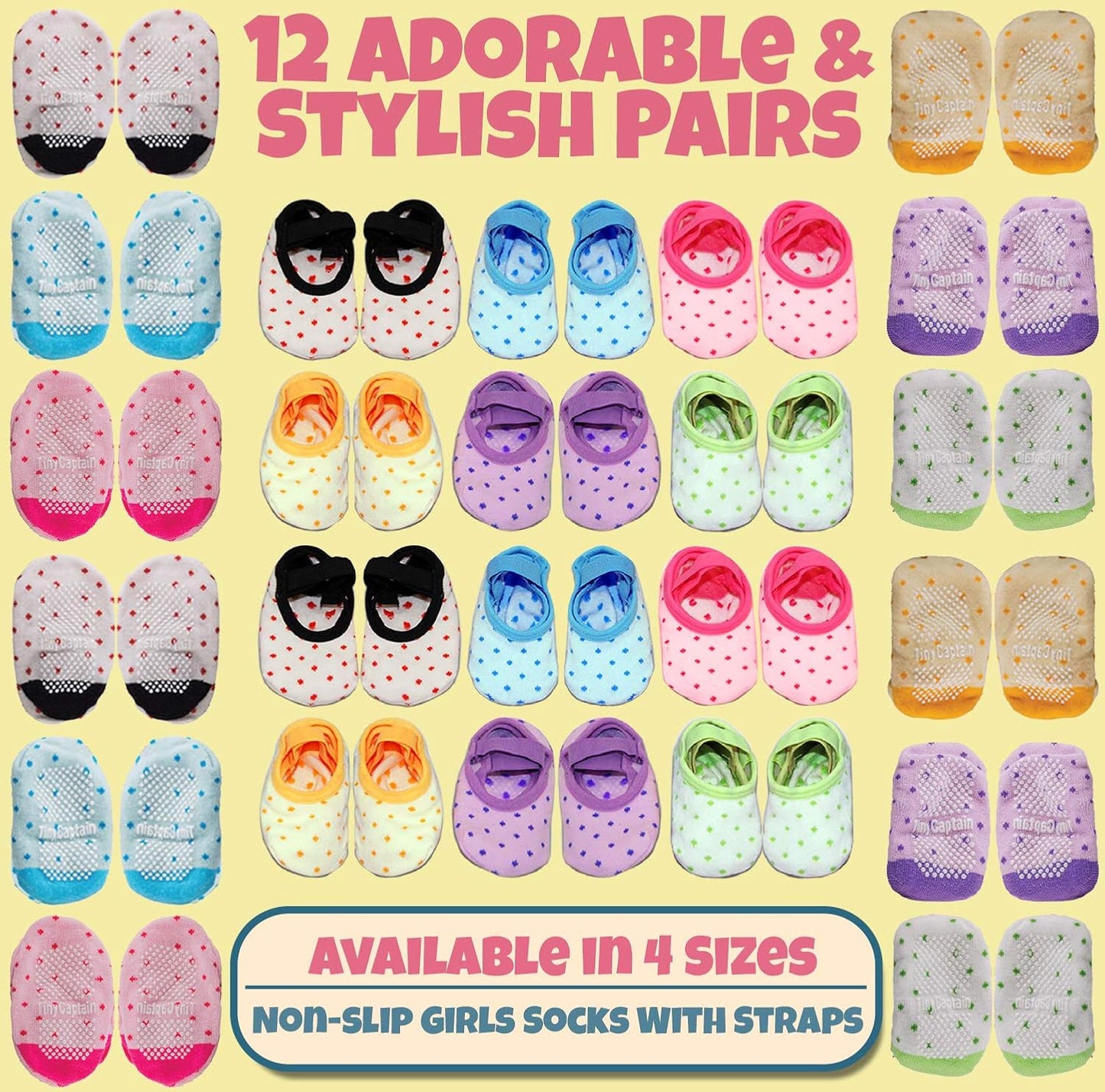 Baby Toddler Girls Grip Socks anti Slip W/Strap Socks Girl 0-7 Years Old Gift Set Age 1-7 Socks with Grippers