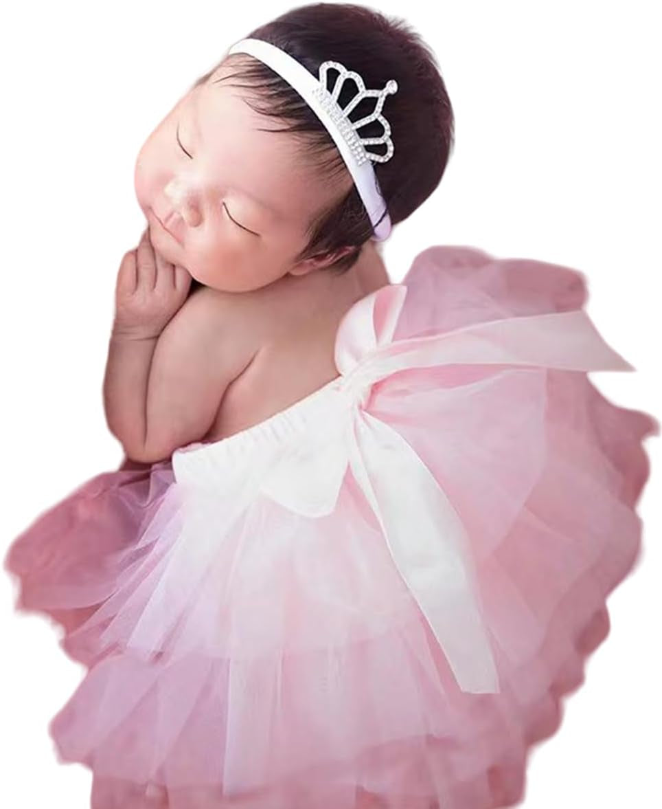 Newborn Baby Girl Photography Props Tutu Skirt Headdress Photo Shoot Outfits Infant Princess Photos Costume