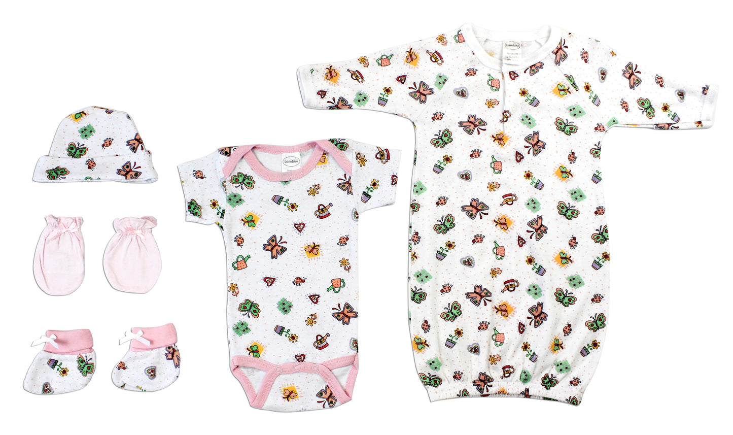 Newborn Baby Girls 5 Pc Layette Baby Shower Gift Set LS_0084