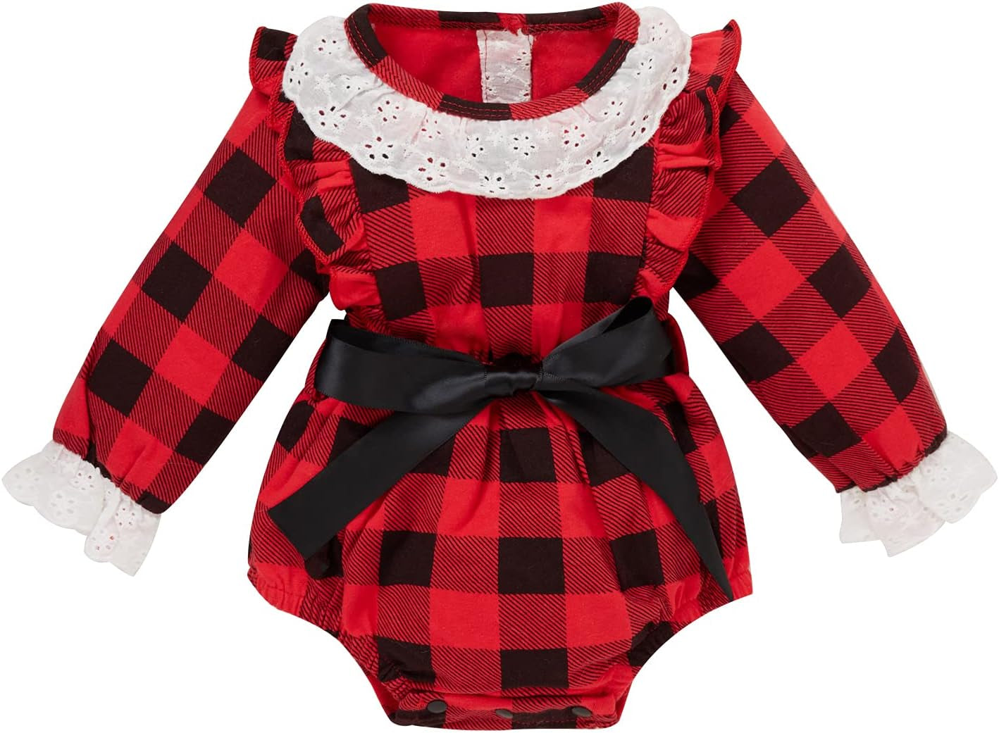 Newborn Christmas Bodysuits Baby Girl Long Sleeve Romper Toddler Santa Claus Outfits Christmas Hat Set