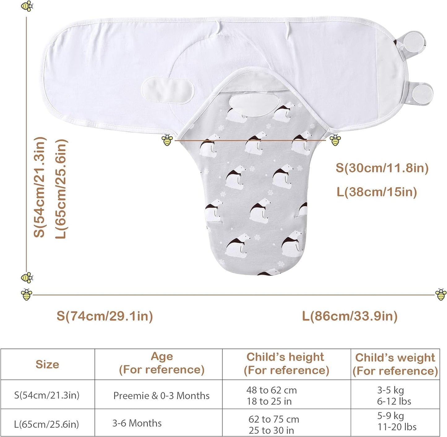 Soft & Breathable Swaddle for Baby 3-6 Months | Organic Cotton Baby Swaddle Sack | Infant Swaddle Blanket & Wrap for Baby 3-6 Months | Baby-Friendly Hook & Loop Fatsener