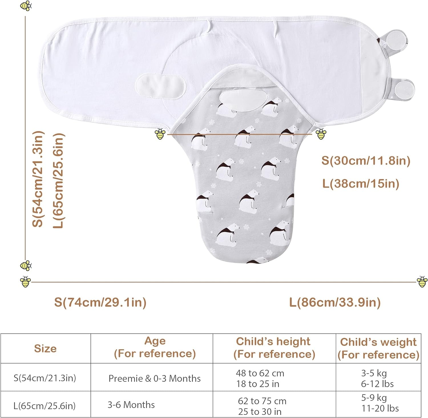 Soft & Breathable Swaddle for Baby 3-6 Months | Organic Cotton Baby Swaddle Sack | Infant Swaddle Blanket & Wrap for Baby 3-6 Months | Baby-Friendly Hook & Loop Fatsener