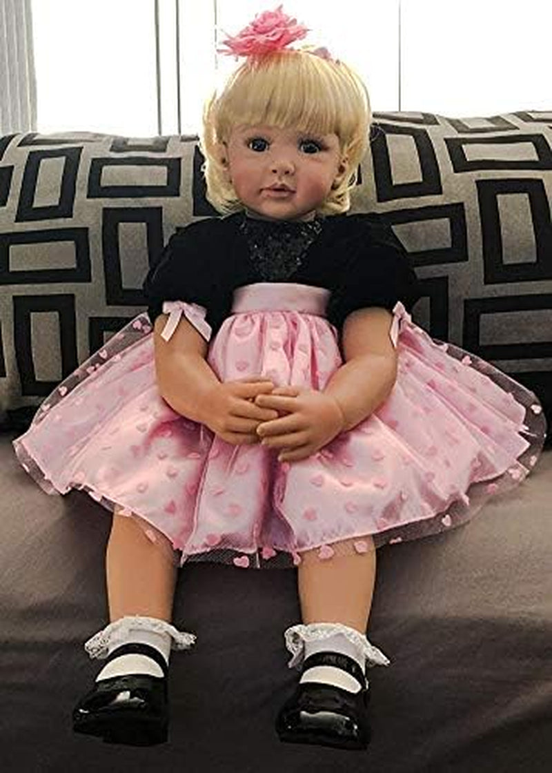 Reborn Baby Dolls Realitic Toddler Girl Silicone Vinyl 24 Inch Lifelike Newborn Toddlers Dolls Real Looking Blonde Hair Princess Girls Toys Weighted Handmade with Accessories Birthday Present