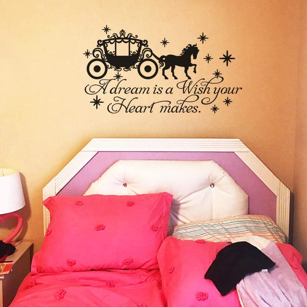 A Dream Is a Wish Your Heart Makes Wall Decals Inspirational Quote Fairytale Wall Sticker Baby Room Nursery Decor