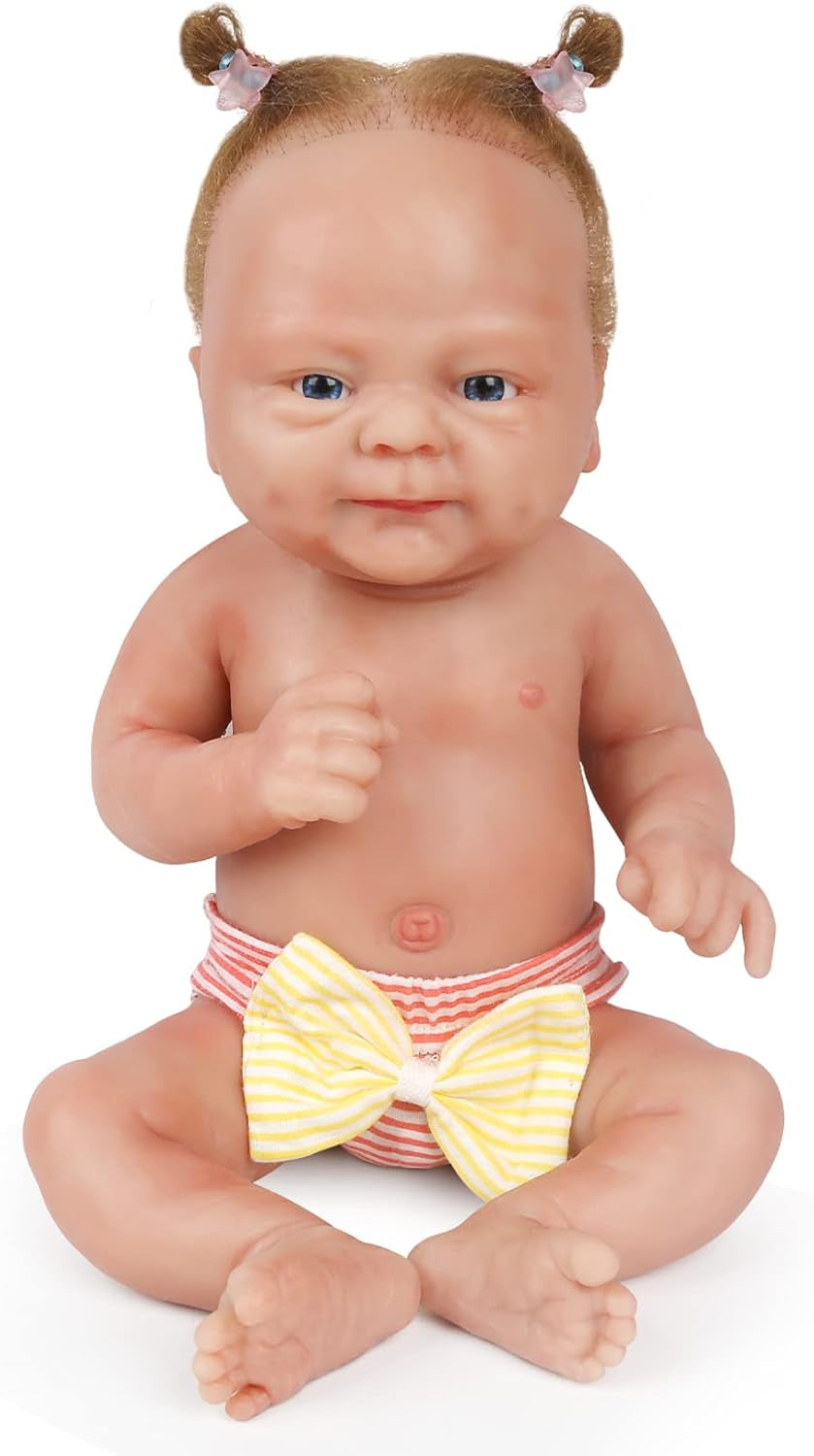 12 Inch Realistic Silicone Babies Anatomically Correct Cute Silicone Dolls for Kid Birthday Collectible Gifts - Girl