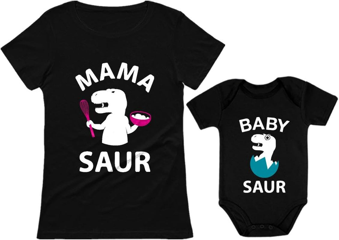 Mama & Baby Saur Gift for New Moms Mothers Day Mommy and Daughter Son Matching Outfits Mom Shirt & Infant Bodysuit Set