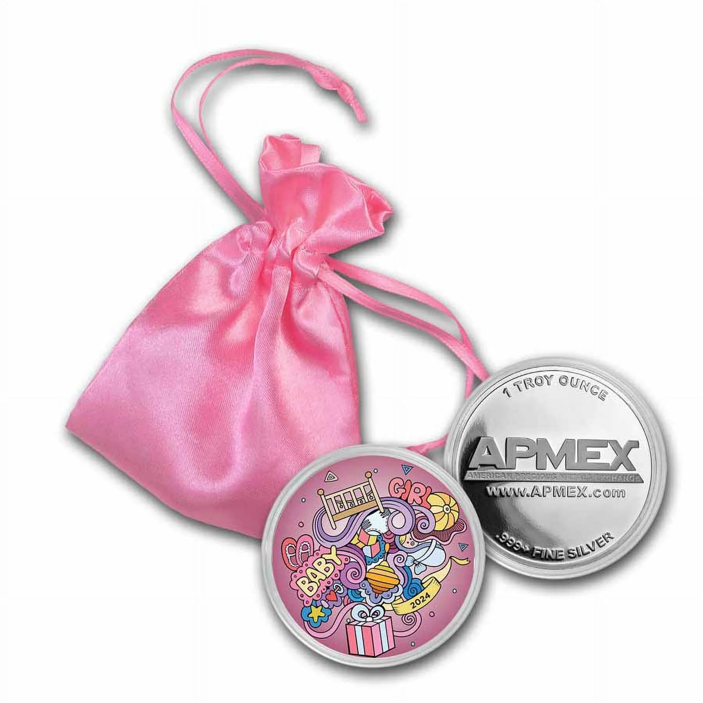 2024 1 Oz Silver Colorized round -  (Baby Girl)