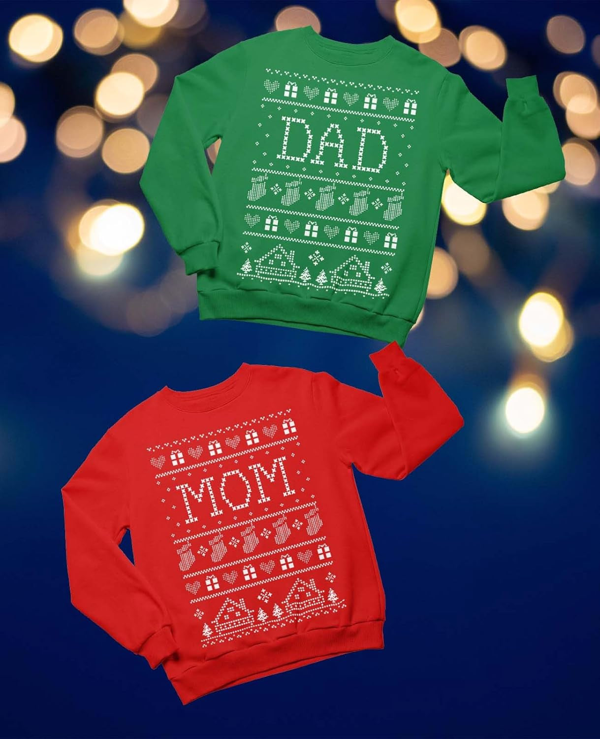 Mom & Dad Matching Ugly Christmas Sweatshirts Matching Couple Set Outfit