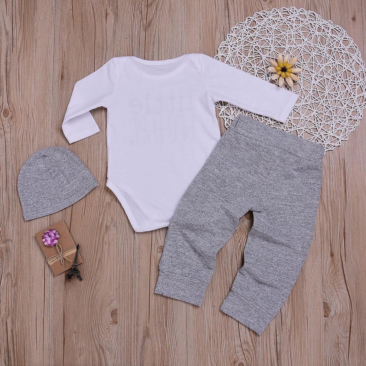 3Pcs Baby Boy Clothes Newborn Infant Bodysuit Summer Cotton Short Sleeve Romper +Pants+Hat Outfits Set(White#2, 0-6 Months)