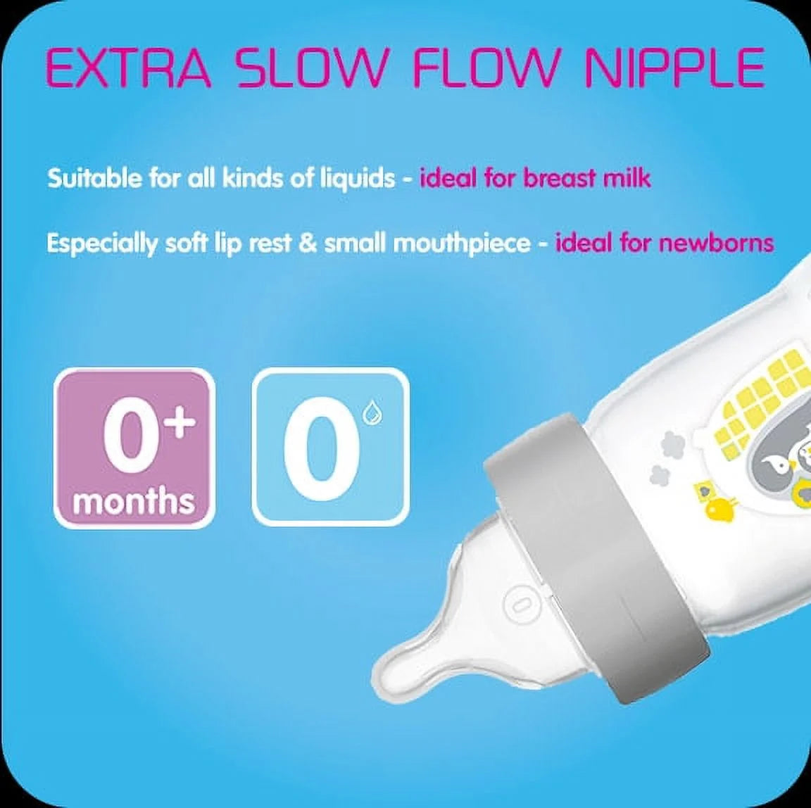 Size 1 Slow Flow Bottle Nipple, 0+ Months, 2 Pack