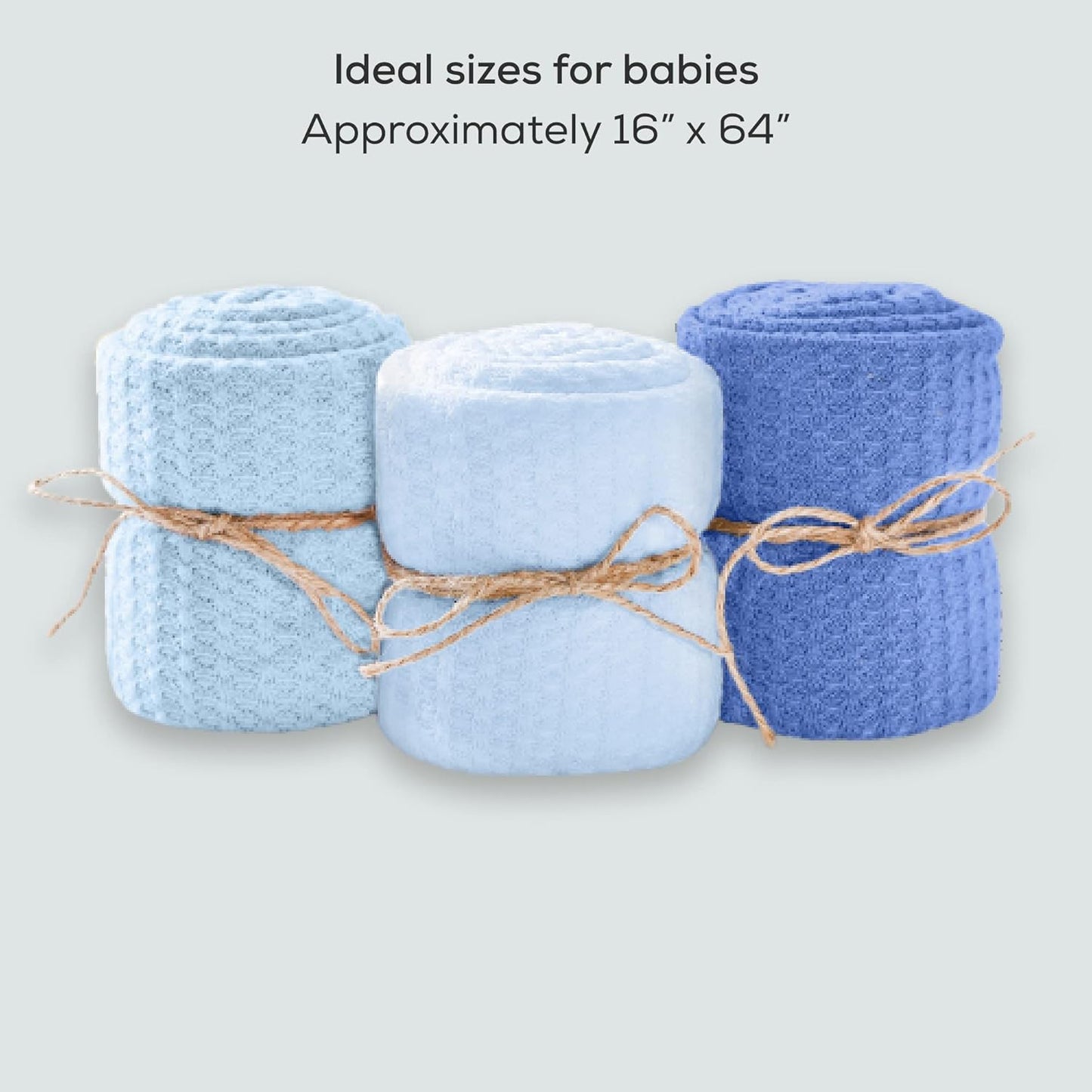 Newborn Photography Wraps, 3-Pack - 16" X 64" Soft Knit Baby Wrap Receiving Blankets - Newborn Photography Props Baby Blankets - Gender Neutral Baby Essentials (Blue)