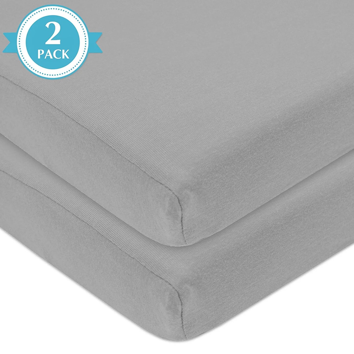 Cotton Jersey Knit Fitted Mini Crib Sheet, Grey 2Pk