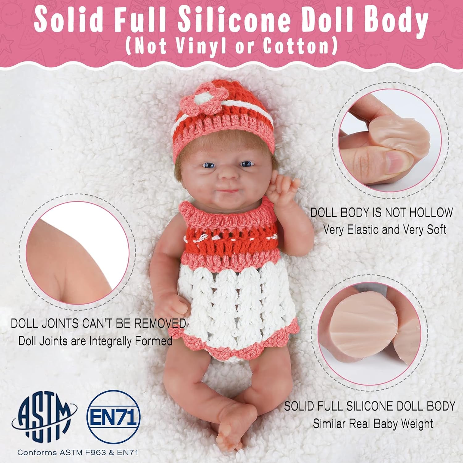 12 Inch Realistic Silicone Babies Anatomically Correct Cute Silicone Dolls for Kid Birthday Collectible Gifts - Girl