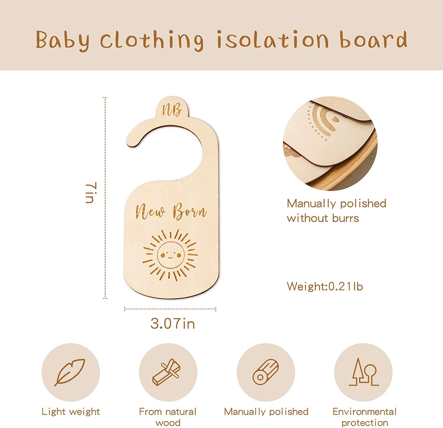 Wooden Baby Closet Size Divider Organizer Hanger Clothing Dividers for Newborn Nursery Decor Infant to 24 Months