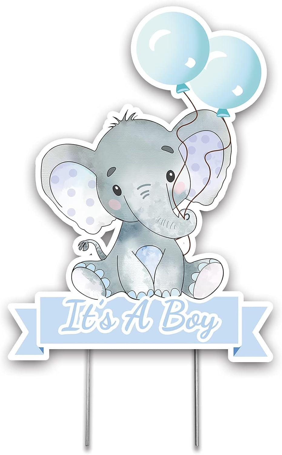 Blue Elephant with Balloons It'S a Boy Yard Sign with Stake for Baby Shower Decorations