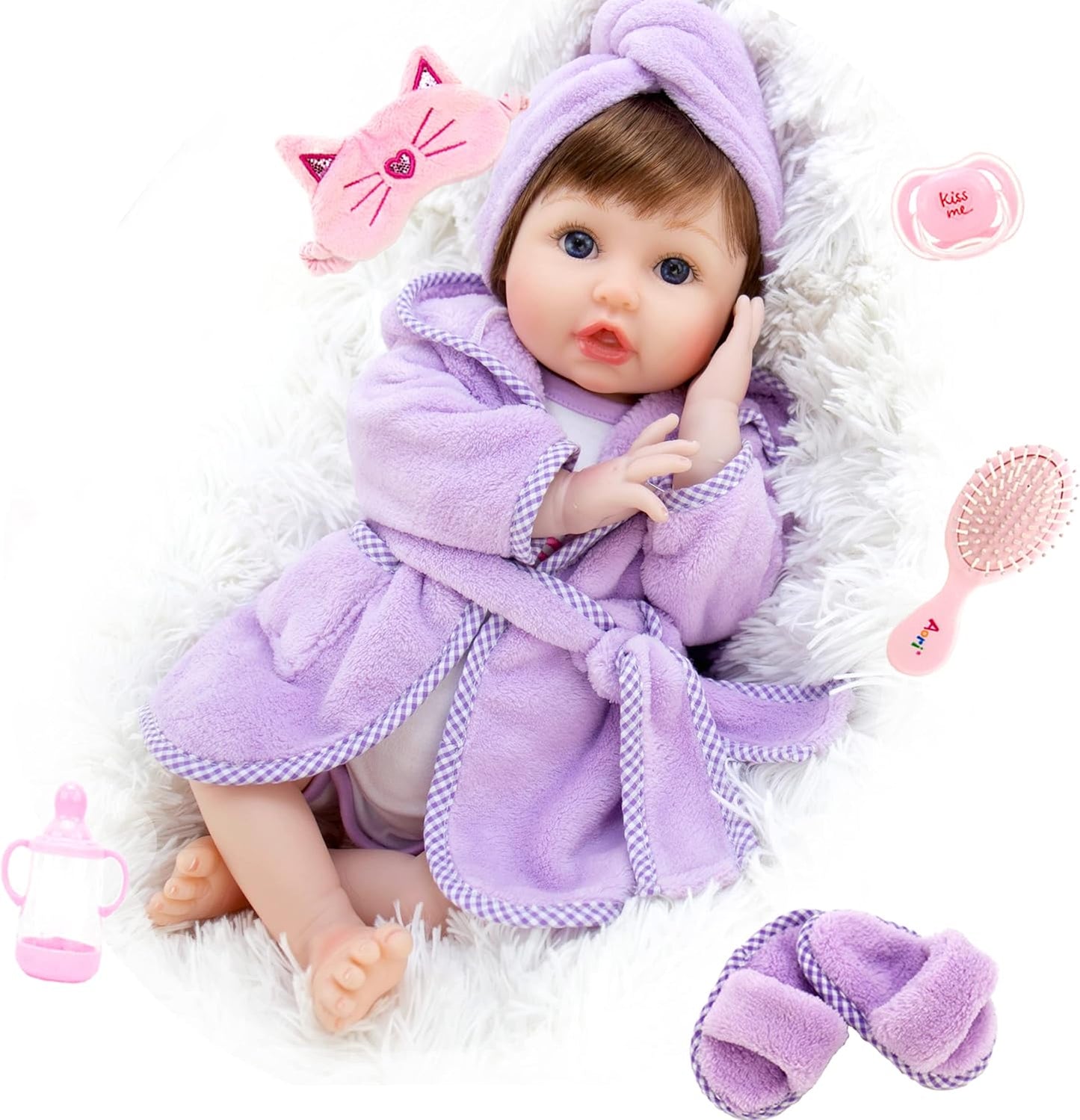 Reborn Baby Dolls Realistic Baby Girl Lifelike Weighted Newborn Doll 22 Inch 11 Pieces Set Gift for Age 3+