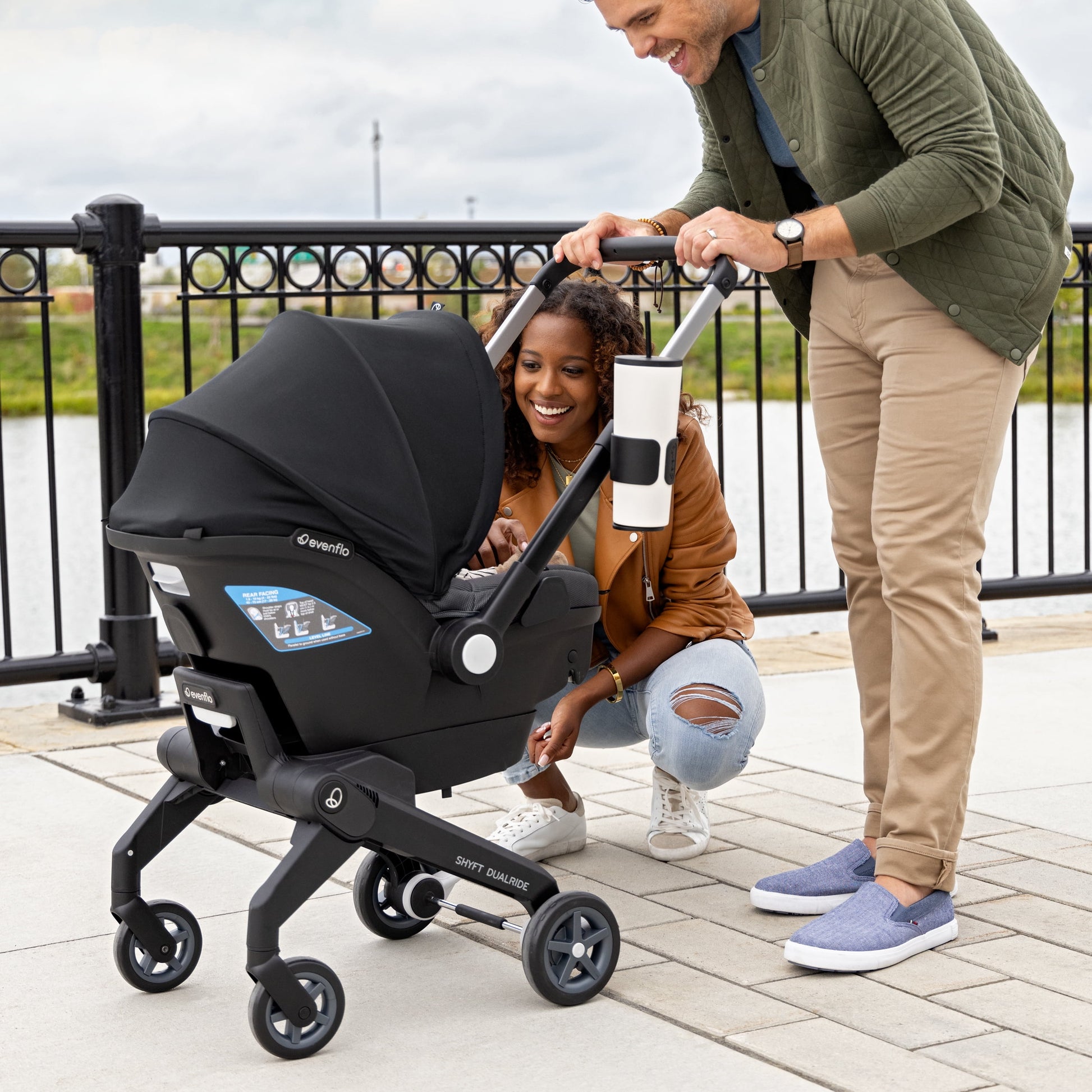 Shyft Dualride with Carryall Storage Infant Car Seat and Stroller Combo (Boone Gray)