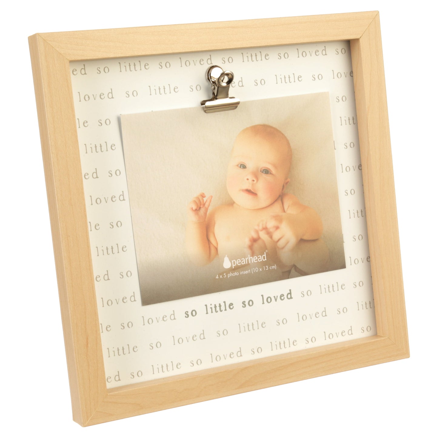 Wooden so Little so Loved Sentiment Clip Frame, Baby Gift