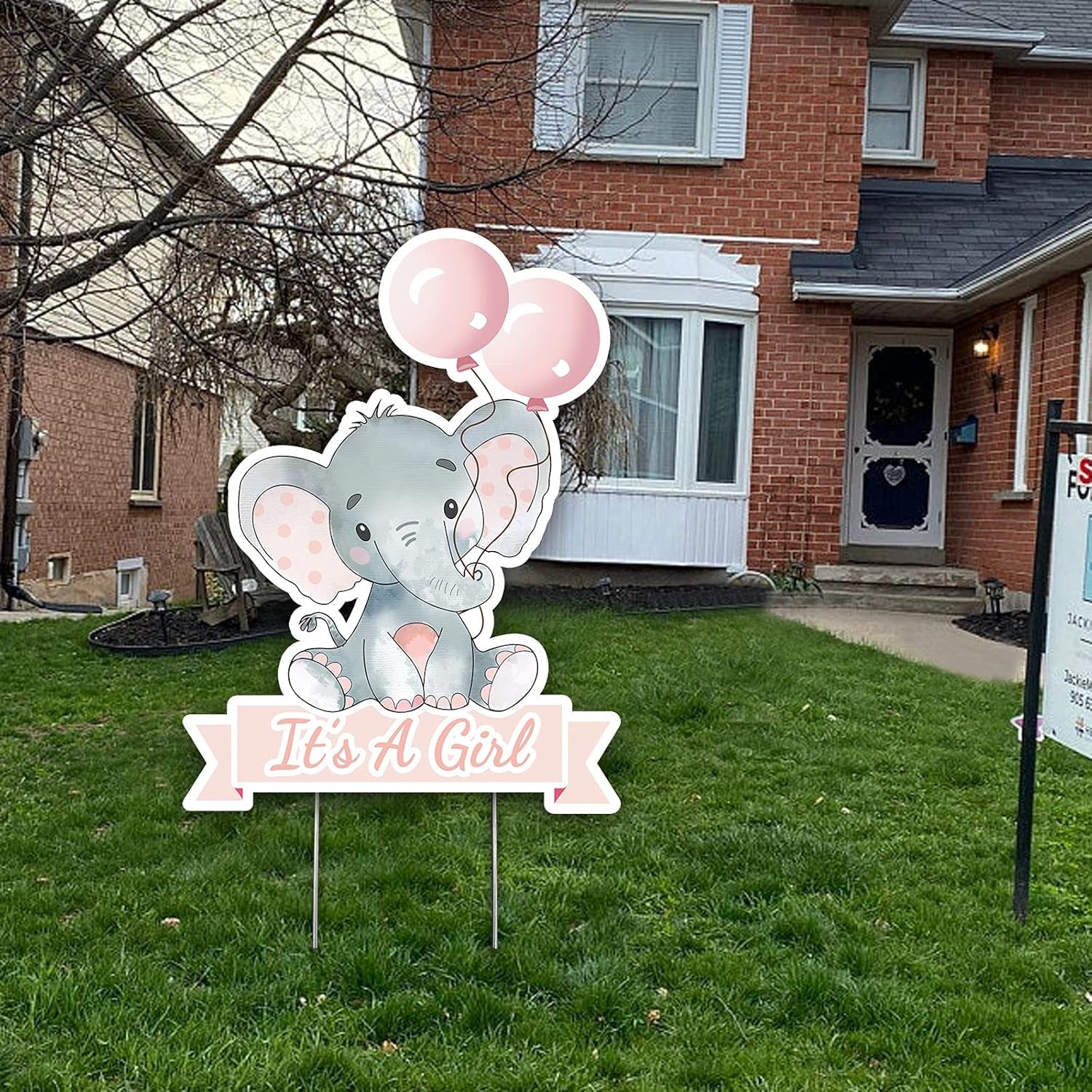 Pink Elephant with Balloons It'S a Girl Yard Sign for Baby Shower Decorations