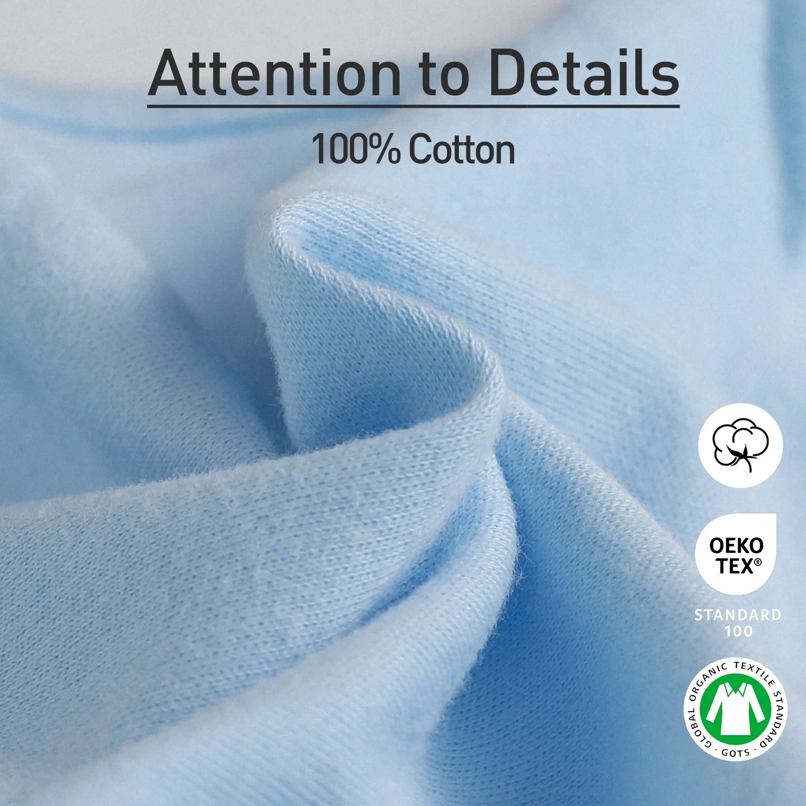 Organic Cotton Swaddle 3-Pack for 0-3 Months Newborn Infant Boys Girls, Blue Elephants