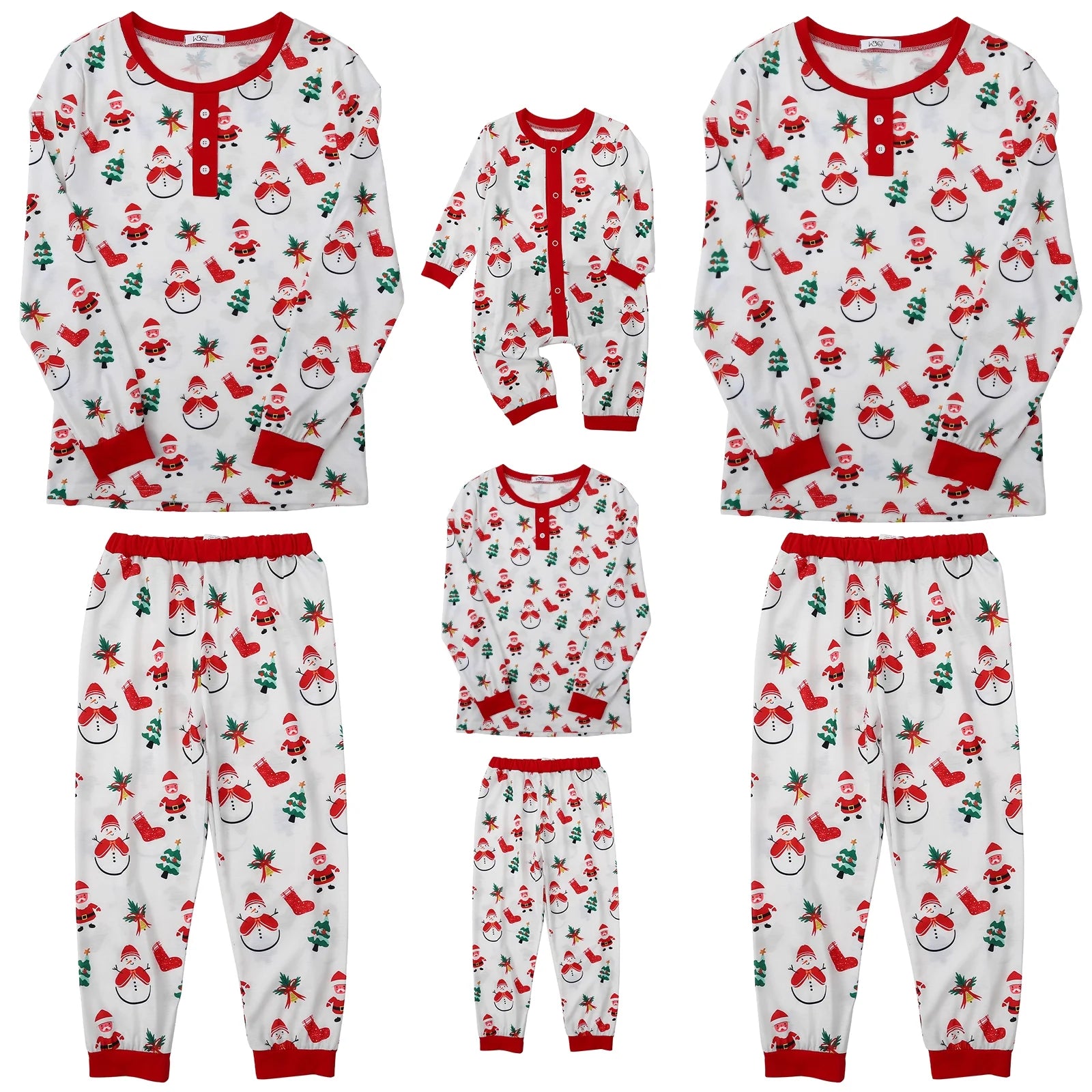 Family Matching Sets Christmas Pajamas Dad Mom Kids Baby Xmas Snowman and Santa Claus Print Long Sleeve Home Wear