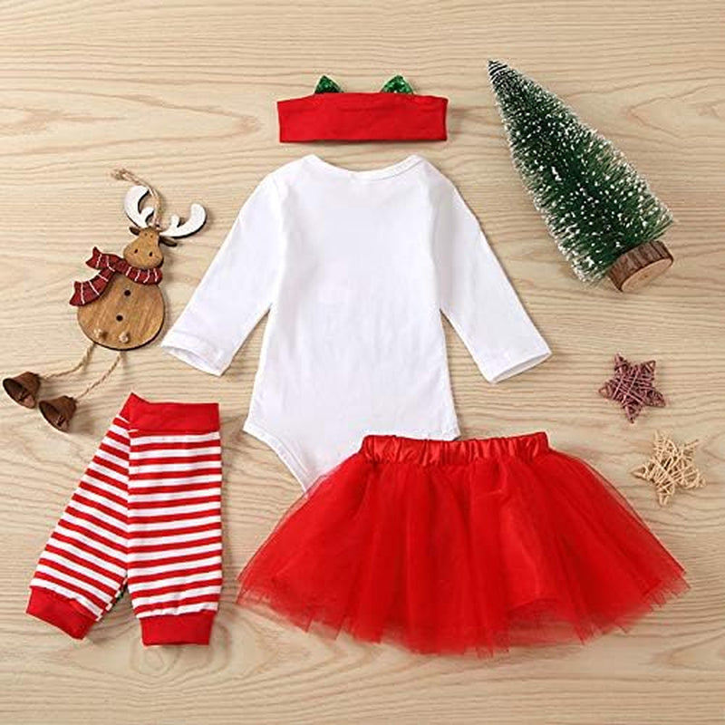 Bodysuit+Tutu Skirt+Leg Warmers+Bow Headband Christmas Outfits Set