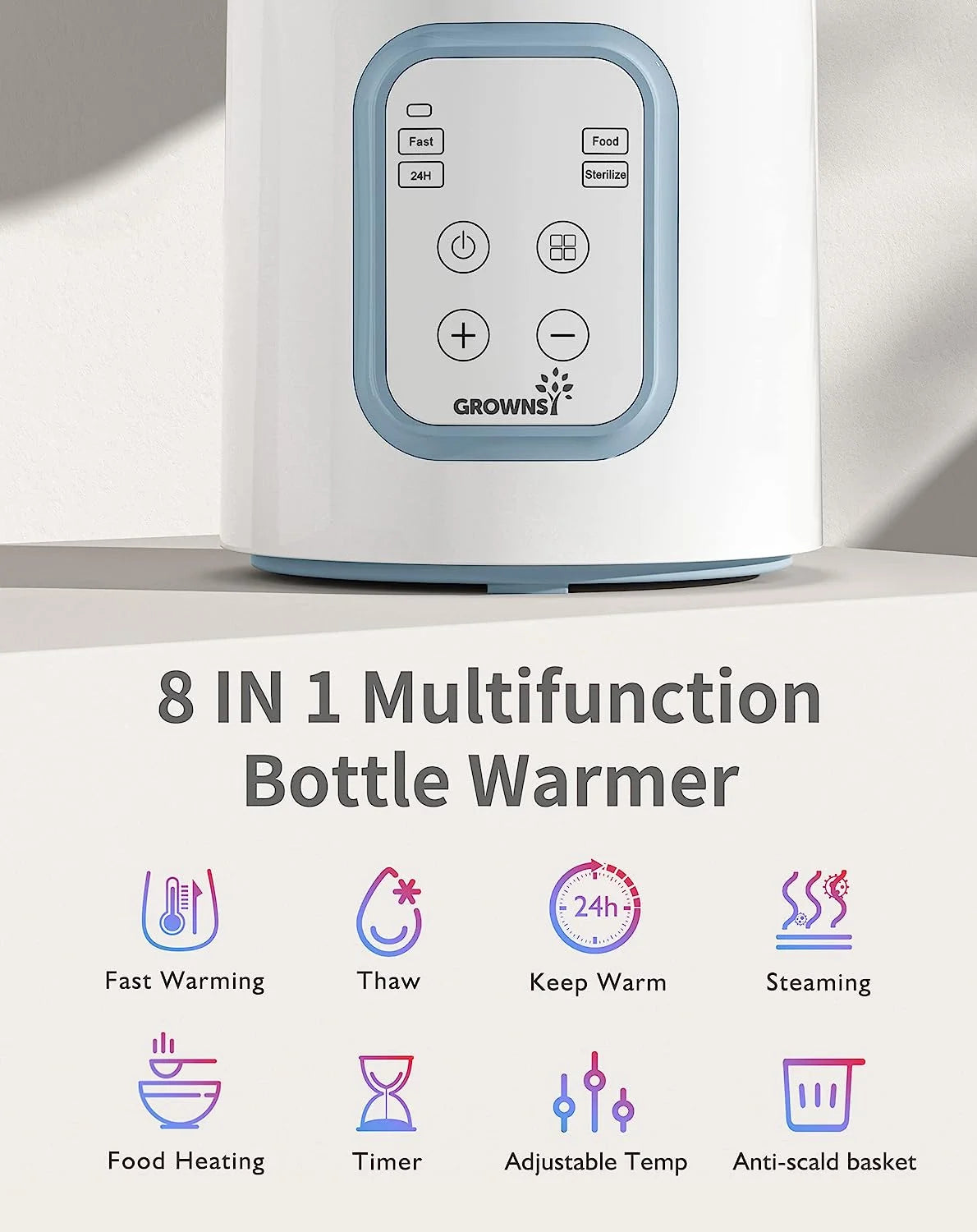 Bottle Warmer with Timer for Breastmilk or Formula, Accurate Temperature Control, Fits for All Bottles-Blue